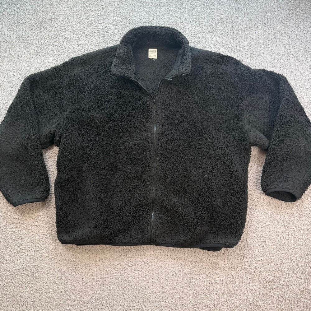 Victorias Secret PINK Black Teddy Sherpa Fleece Full Zip Jacket XL